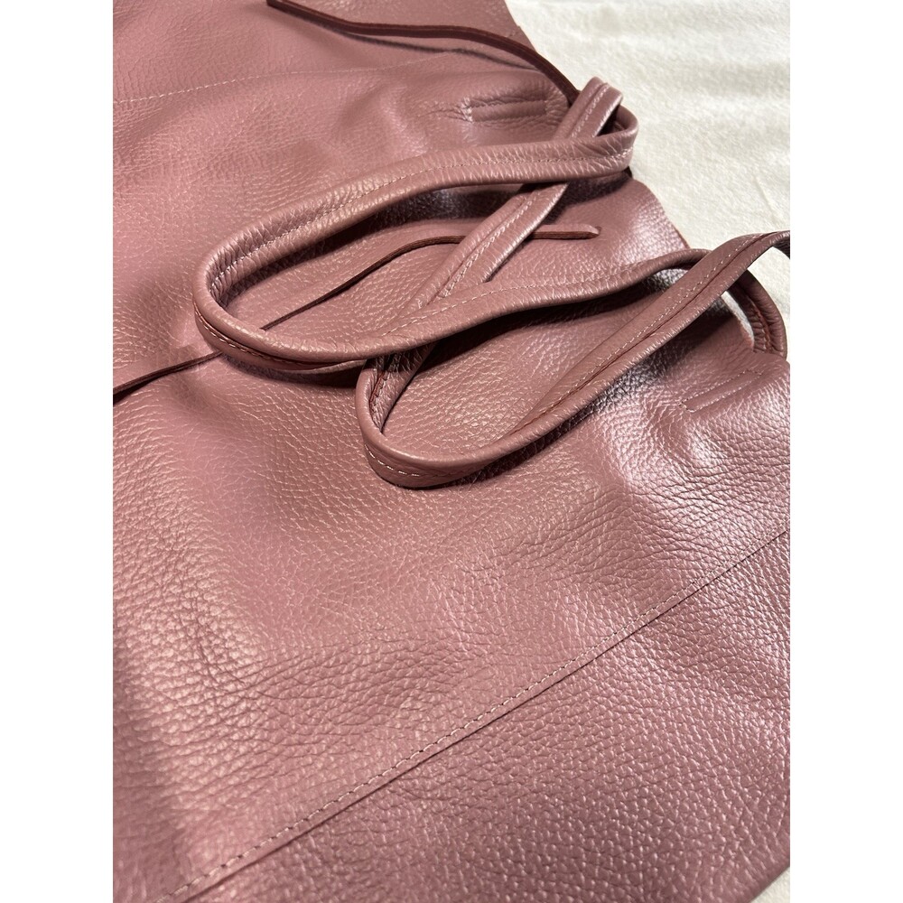 Italian Leather Tote Large Genuine Leather Dusty Rose Pink Made In Italy New - Picture 4 of 12